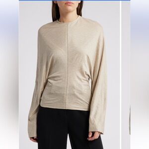 Faithfull the Brand Ciel Ladder Stitch Dolman Sleeve Linen Top sweater large NWT